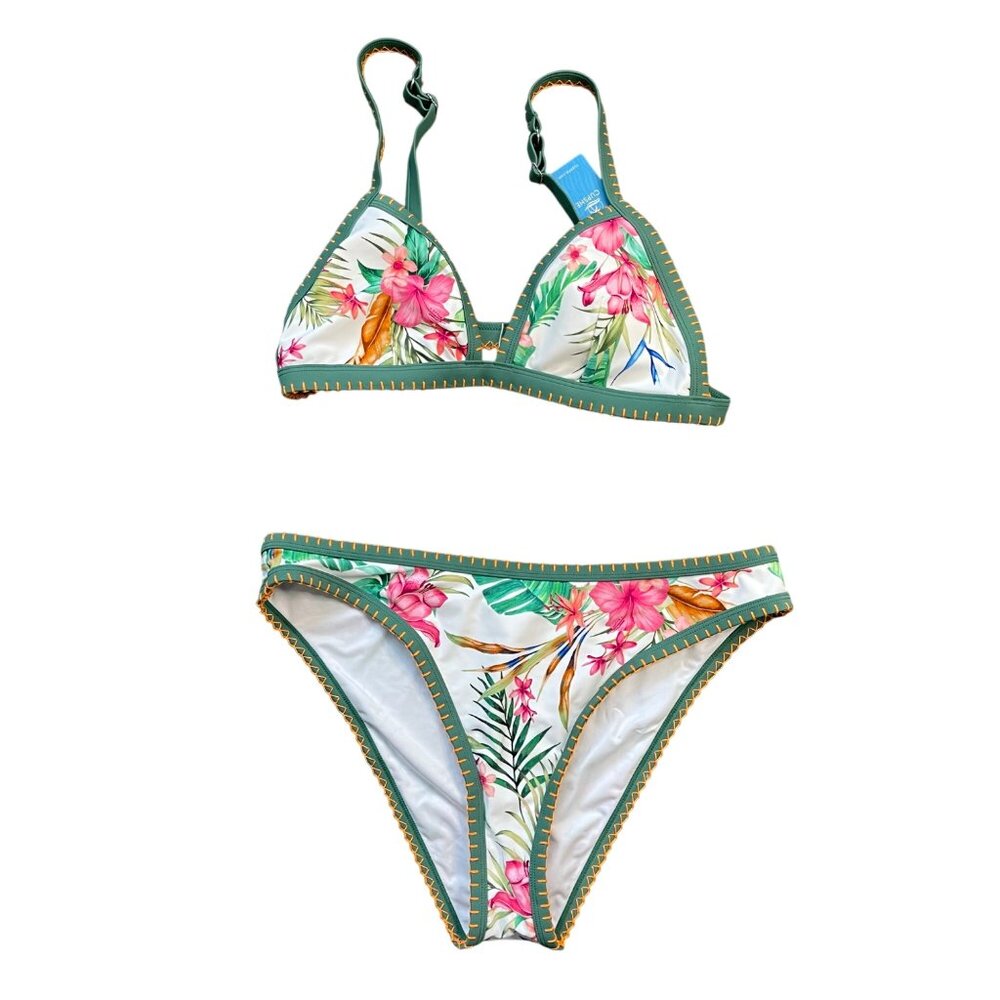 Cupshe Night Orchid Whipstitch Bikini Set Cheeky Bottoms Women's Size Large NEW